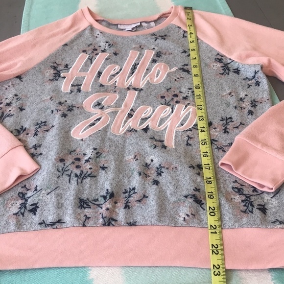 BCBGirls Hello Sleep Sweatshirt Lounge Top Floral Pink Raglan Size L 14/16 - Picture 9 of 9